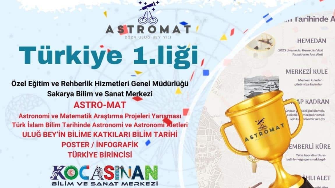 ASTRO-MAT Astronomi ve Matematik Araştırma Projeleri Yarışması Türkiye 1.si